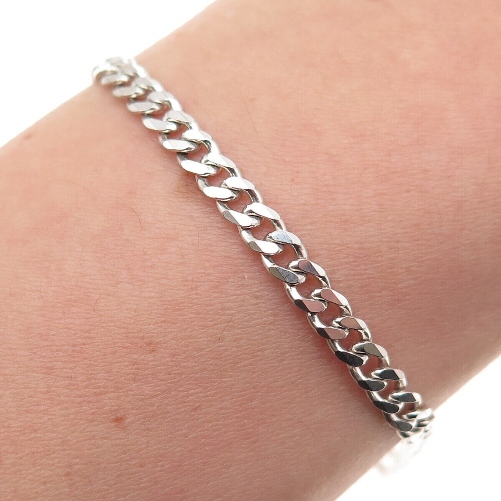 925 Sterling Silver Vintage Italy Cuban Link Bracelet 7.25"